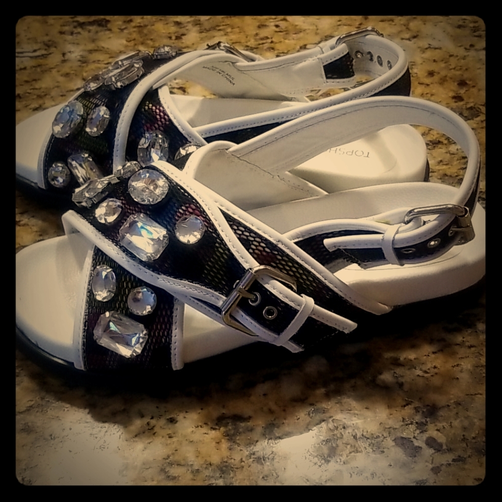 Topshop Jeweled Chunky Sandal Size 40